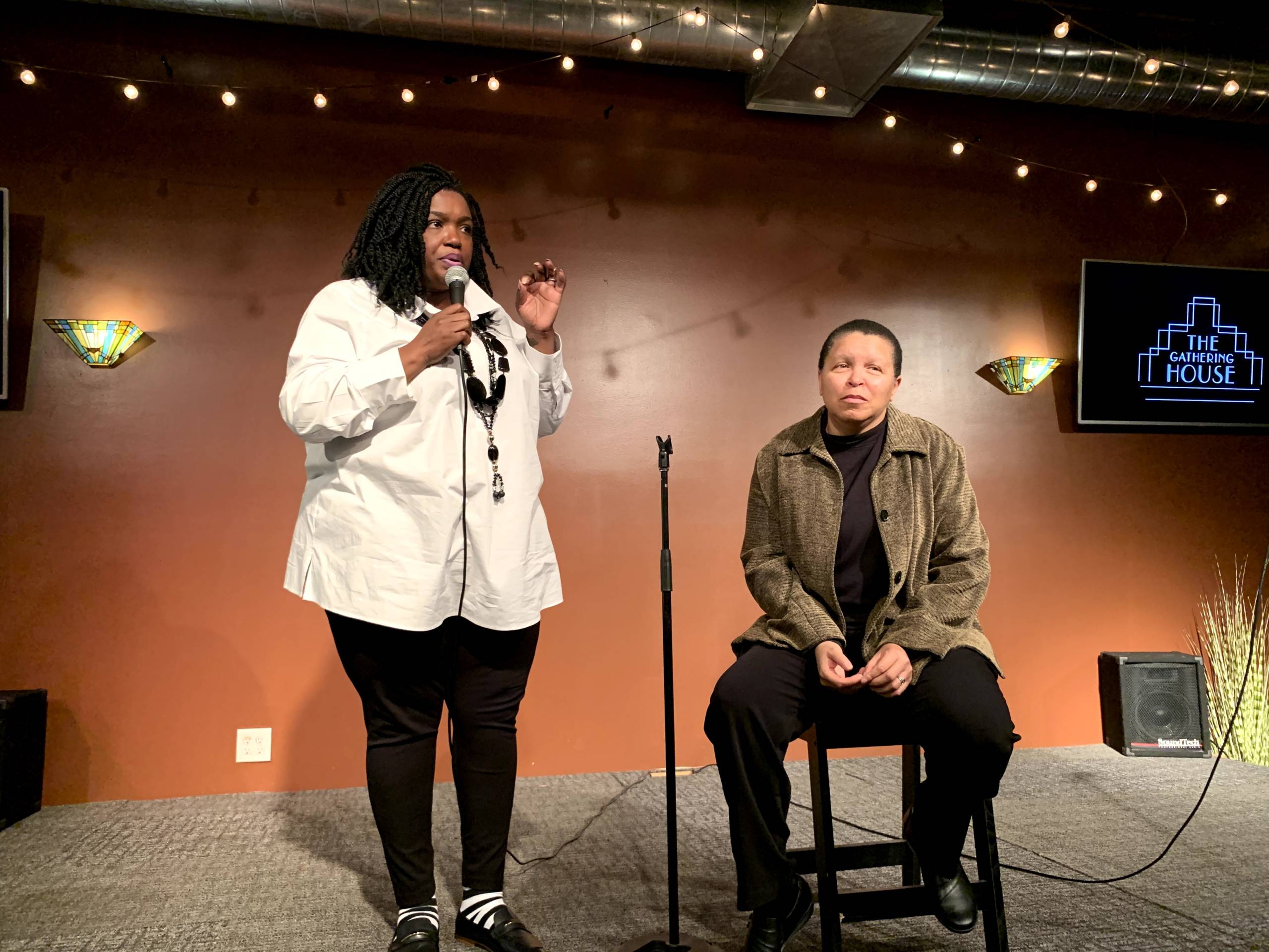 Sandra Williams (right) with Kiantha Duncan (left), who was the emcee during The Black Lens’ five-year anniversary celebration in January. Kiantha was recently elected president of the Spokane NAACP. Photo: Sandra Williams.